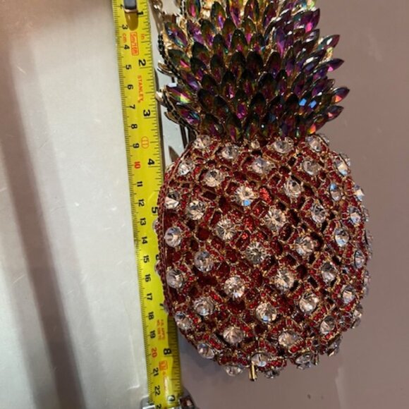 PINEAPPLE | Rhinestone Evening Clutch Purse with Gold chain-Vintage - Picture 8 of 13